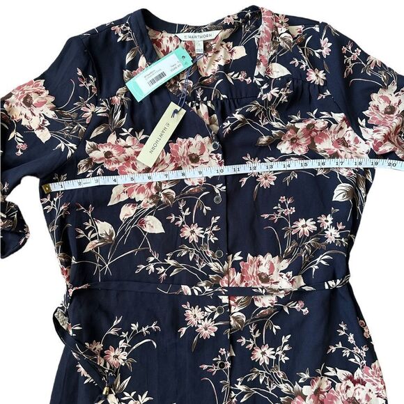 41 Hawthorn Cristen Navy Fall Floral Belted Shirt Dress Size Small NWT - Picture 11 of 16